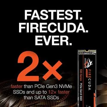 Seagate FireCuda 530 1TB M.2 PCIe Gen4 NVMe SSD - 7300 MB/s, PS5 Compatible, 1275 TBW, 3yr Rescue