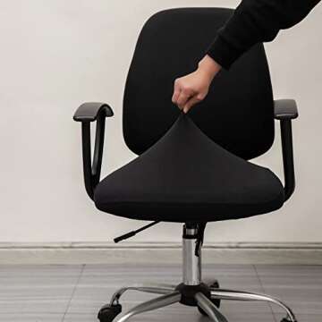 Melaluxe Black Stretchable Chair Covers for Office Use