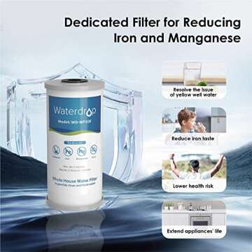 Waterdrop Whole House Water Filter System, Reduce Iron & Manganese, with Carbon and Sediment Filters...