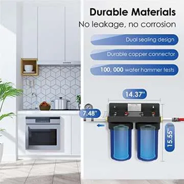 Waterdrop Whole House Water Filter System, Reduce Iron & Manganese, with Carbon and Sediment Filters, 5-Stage Filtration, Reduce Iron, Lead, Chlorine, Odor, 2-Stage WD-WHF21-FG, 1" Inlet/Outlet