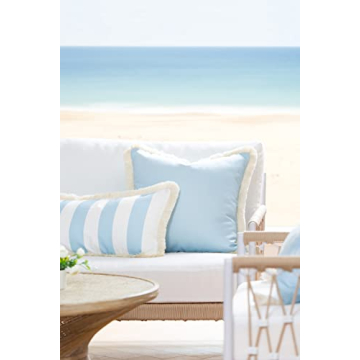 Hofdeco Coastal Pillow Cover 20x20 Water Resistant Baby Blue