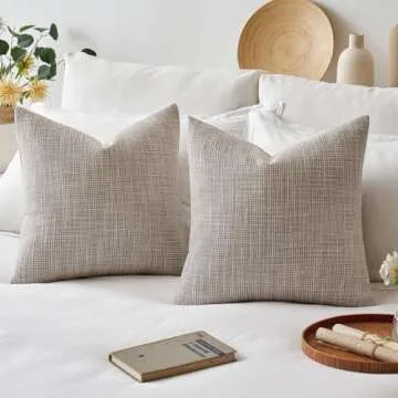 Stylish MIULEE Burlap Linen Pillow Covers Set of 2