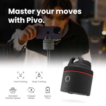 Pivo Pod Classic Auto Face Tracking Phone Holder, 360° Rotation, Content Creator Essentials for Fitness Tracker with Remote Control, Smart Mount, Travel Case, and Tripod