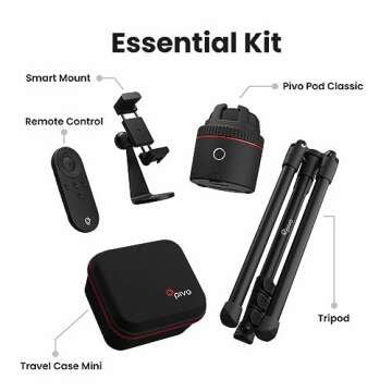 Pivo Pod Classic Auto Face Tracking Phone Holder, 360° Rotation, Content Creator Essentials for Fitness Tracker with Remote Control, Smart Mount, Travel Case, and Tripod