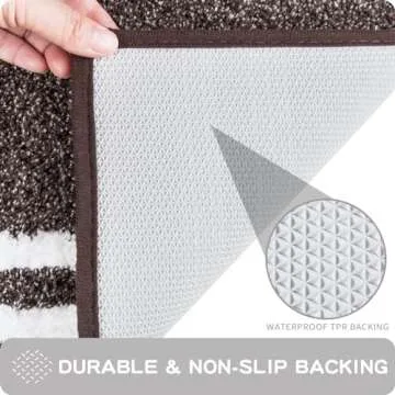 PURRUGS Non-Slip Bathroom Rug 24" x 60" - Super Absorbent & Quick Dry Shaggy Microfiber Bath Mat, Machine Washable Plush Throw Rug for Bathtub, Shower and Sink, Brown
