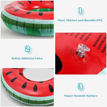 MoKo Watermelon Pool Floats for Kids Adults, Inflatable Swim Rings Swimming Pool Float Tube Round Shaped Swimming Tube Water Fun Beach Pool Toys for Summer Party, Green Stripe Watermelon