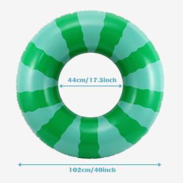 MoKo Watermelon Pool Floats for Kids Adults, Inflatable Swim Rings Swimming Pool Float Tube Round Shaped Swimming Tube Water Fun Beach Pool Toys for Summer Party, Green Stripe Watermelon