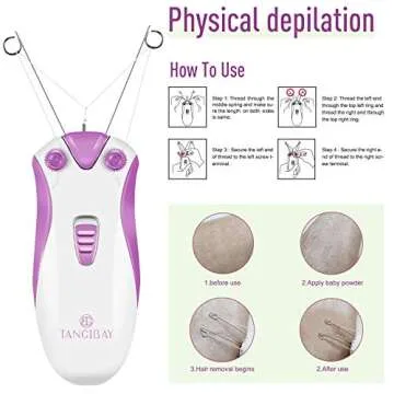 TANGIBAY Facial Threading Hair Removal and Cotton Thread Face Epilator for Women and Ladies, Electric Cordless and Rechargeable (Rose Purple)