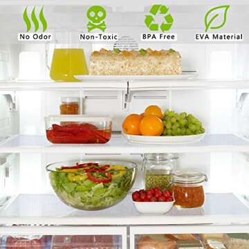 HooTown Refrigerator, Freezer, fridge Shelf Liners and Drawer Mats 11.8 Inch Wide x 6.5 Feet Long, N...
