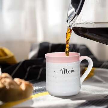 Sheffield Home Mom & Dad Coffee Mug Set of 2-18 Oz Each Premium White Ceramic Couples Coffee Mugs - Cute Mug Set Gift for New Parents with Pink & Blue Accents