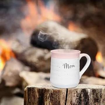 Sheffield Home Mom & Dad Coffee Mug Set of 2-18 Oz Each Premium White Ceramic Couples Coffee Mugs - Cute Mug Set Gift for New Parents with Pink & Blue Accents