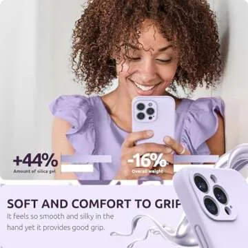 SURPHY Compatible with iPhone 13 Pro Case with Screen Protector, (Camera Protection & Soft Microfiber Lining) Liquid Silicone Phone Case 6.1 inch 2021, Light Lavender