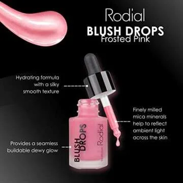 Rodial Blush Drops Frosted Pink, 0.5 fl oz, Moisturising Make Up Blush Drops with Vitamin E, Liquid ...