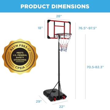 Best Choice Kids Adjustable Basketball Goal for Ages 8+