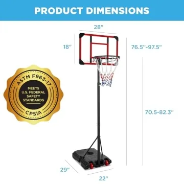 Best Choice Kids Adjustable Basketball Goal for Ages 8+