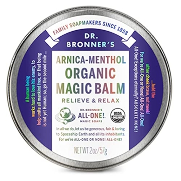 Dr. Bronner's - Organic Magic Balm (Arnica-Menthol, 2 Ounce) - Made with Organic Beeswax and Organic Hemp Oil, Relieves and Relaxes Sore Muscles and Achy Joints, Moisturizes and Soothes Dry Skin