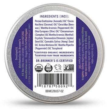 Dr. Bronner's - Organic Magic Balm (Arnica-Menthol, 2 Ounce) - Made with Organic Beeswax and Organic Hemp Oil, Relieves and Relaxes Sore Muscles and Achy Joints, Moisturizes and Soothes Dry Skin