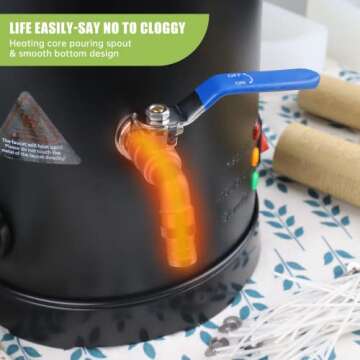 TOAUTO Wax Melter for Candle Making Large Wax Melting Furnace with Quick Pour Spout & Temp Control,10Lbs Melted Wax Capacity for Candle Business Fast Easy Clean（Stirring Spoon+ Cotton Wick）