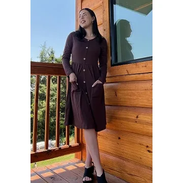 KILIG Women's Fall Dress Long Sleeve Knee Length with Pockets