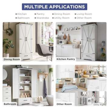 JXQTLINGMU 72" Farmhouse Kitchen Pantry - Elegant Storage Solutions