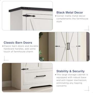 JXQTLINGMU 72" Farmhouse Kitchen Pantry - Elegant Storage Solutions