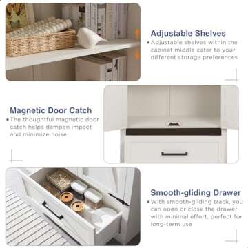 JXQTLINGMU 72" Farmhouse Kitchen Pantry - Elegant Storage Solutions