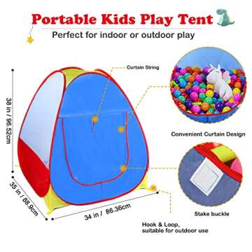 EocuSun Pop Up Play Tent, Ball Pit Play Tent Kids Playhouse for Indoor and Outdoor, Foldable Tent for Kids Girls & Boys Toys (Balls Not Included) (Multicolor)
