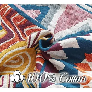 Luxurious Boho Throw Blanket 100% Cotton 60x80 for Comfort