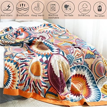 Luxurious Boho Throw Blanket 100% Cotton 60x80 for Comfort