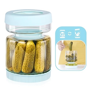 Luvan Pickle Jar, 51oz Glass Pickle Container with Strainer Flip Hourglass,Large Pickle Juice Separa...