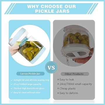 Luvan Pickle Jar with Hourglass Flip Design for Easy Snacking