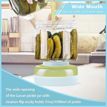 Luvan Pickle Jar with Hourglass Flip Design for Easy Snacking
