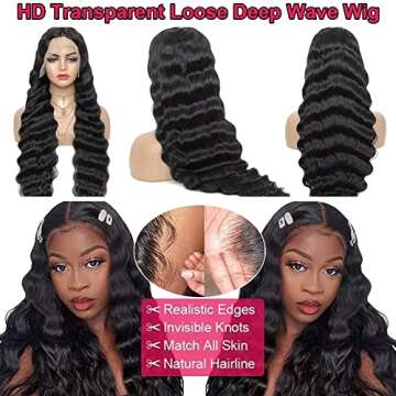 JIETAI T-Part Loose Deep Wave Lace Front Wigs for Black Women 180% Density Lace Front Human Hair Wigs Pre Plucked Bleached Knots with Baby Hair (28inch)…