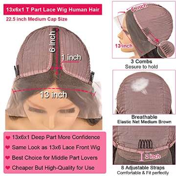 JIETAI T-Part Loose Deep Wave Lace Front Wigs for Black Women 180% Density Lace Front Human Hair Wigs Pre Plucked Bleached Knots with Baby Hair (28inch)…