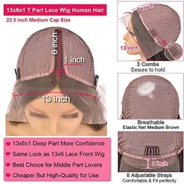 JIETAI T-Part Loose Deep Wave Lace Front Wigs for Black Women 180% Density Lace Front Human Hair Wigs Pre Plucked Bleached Knots with Baby Hair (28inch)…