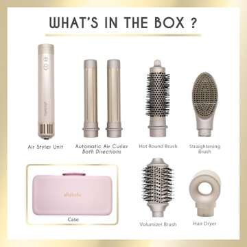 ELLA BELLA® 6 in 1 Professional Hot Air Styler • Powerful Hair Dryer & Straightener Set • Styling Without Heat Damage • Fast Drying Curling Volumizing Straightening • Includes Protective Travel Case