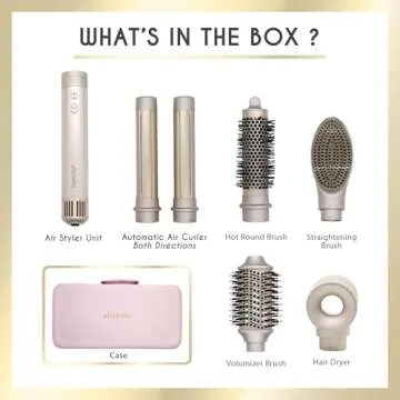 ELLA BELLA® 6 in 1 Professional Hot Air Styler • Powerful Hair Dryer & Straightener Set • Styling Without Heat Damage • Fast Drying Curling Volumizing Straightening • Includes Protective Travel Case