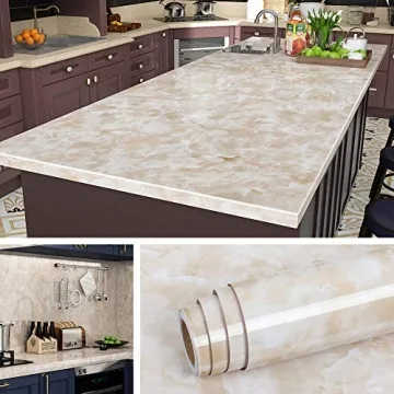Livelynine Beige Marble Contact Paper - Waterproof Self-Adhesive Cover