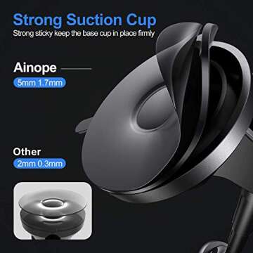 Magnetic Phone Car Mount, 6 Strong Magnets Phone Holder for Car Dashboard and Windshield, 360° Rotation & Metal Telescopic Arm, Hands-Free Car Phone Holder Compatible with 3''-7'' Phone, iPad（AINOPE）