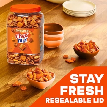 Chex Mix Cheddar Snack Mix, 20 oz Tub of Salty Snacks