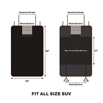 iBuddy SUV Cargo Liner for Dogs, Waterproof Dog Seat Cover with Bumper Flap Protection Durable SUV Trunk Mat for Pets Keep Your Vehicle Trunk Clean Universal Fit SUV Car Seat Cover