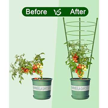 4 Pack Garden Plant Support Tomato Cage, Upgrade 36" Trellis for Climbing Plants, Plant Support Cage...