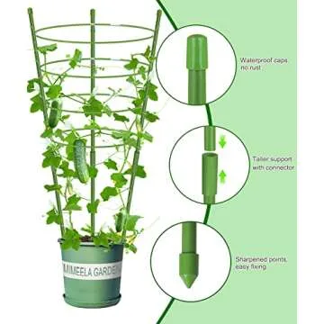 4 Pack Garden Plant Support Tomato Cage, Upgrade 36" Trellis for Climbing Plants, Plant Support Cage Trellis Kits (36")