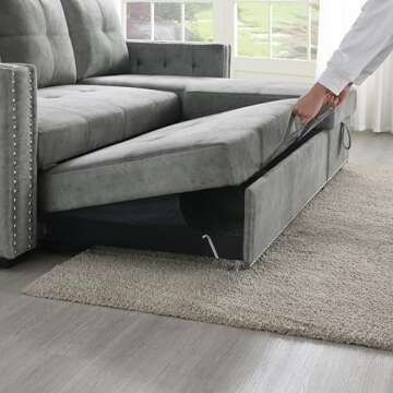 Morden Fort Sectional Sleeper Sofa with Pull Out Bed Storage, Queen Size 91 inches Sofa Bed, L-Shape...