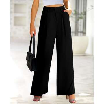 BTFBM Women High Waist Palazzo Pants Casual Wide Leg Trousers Button Down Loose Work Office Business...