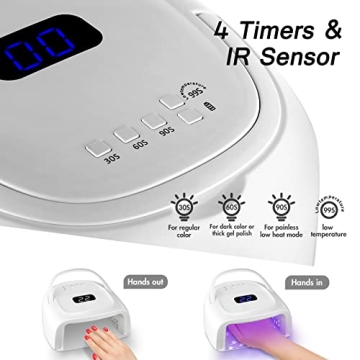 60W Rechargeable UV LED Nail Lamp - Fast Gel Curing Light