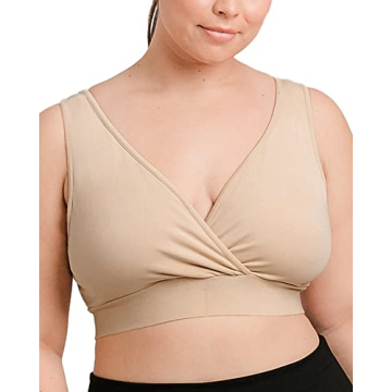 Kindred Bravely Organic Cotton Busty Maternity & Nursing Sleep Bra | Wireless Cotton Bras for E, F, ...