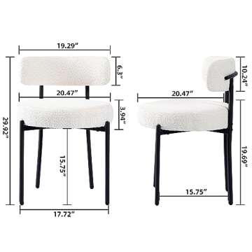 Modern Mid-Century White Dining Chairs Set of 2
