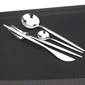 Gugrida 24-Piece Silverware Set - 18/10 Stainless Steel Reusable Utensils Forks Spoons Knives Set, Mirror Polished Cutlery Flatware Set, Great for Family Gatherings & Daily Use (6 set, Silver)