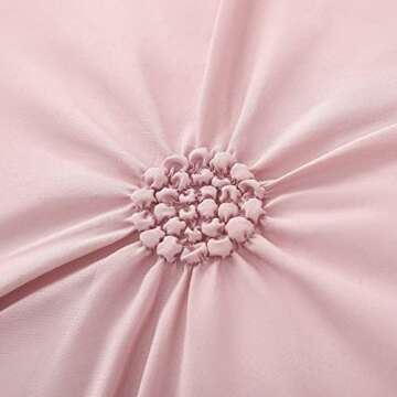 SLEEPBELLA Luxury Ruched Floral Pintuck 3pcs Brush King Comforter Sets, Soft Microfiber Inner Fill Down Alternative Shabby Chic Bedding Set Rose Pink